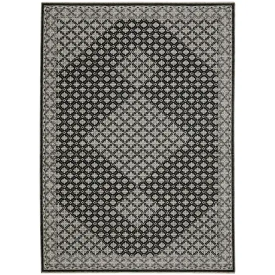 Black And Gray Diamond Area Rug With Fringe Photo 4