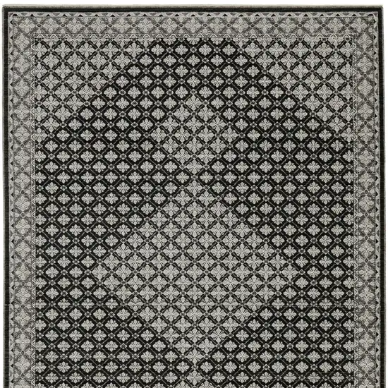 Black And Gray Diamond Area Rug With Fringe Photo 8