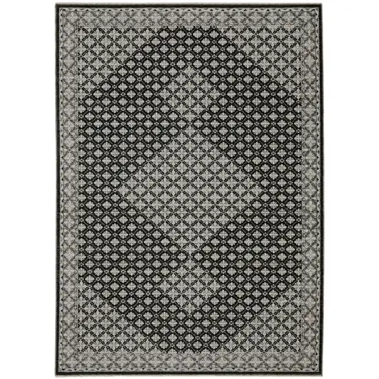 Black And Gray Diamond Area Rug With Fringe Photo 2