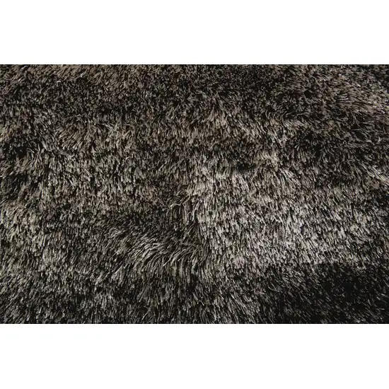 Black And Gray Shag Tufted Handmade Area Rug Photo 3