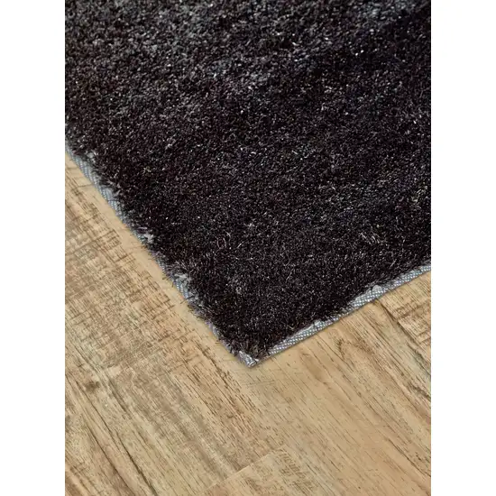 Black And Gray Shag Tufted Handmade Area Rug Photo 2