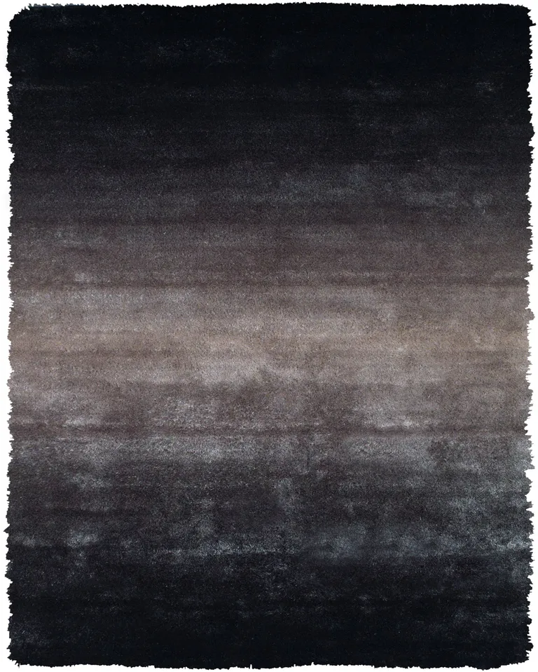 Black And Gray Shag Tufted Handmade Area Rug Photo 1