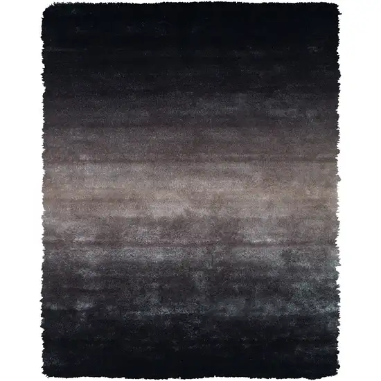 Black And Gray Shag Tufted Handmade Area Rug Photo 1