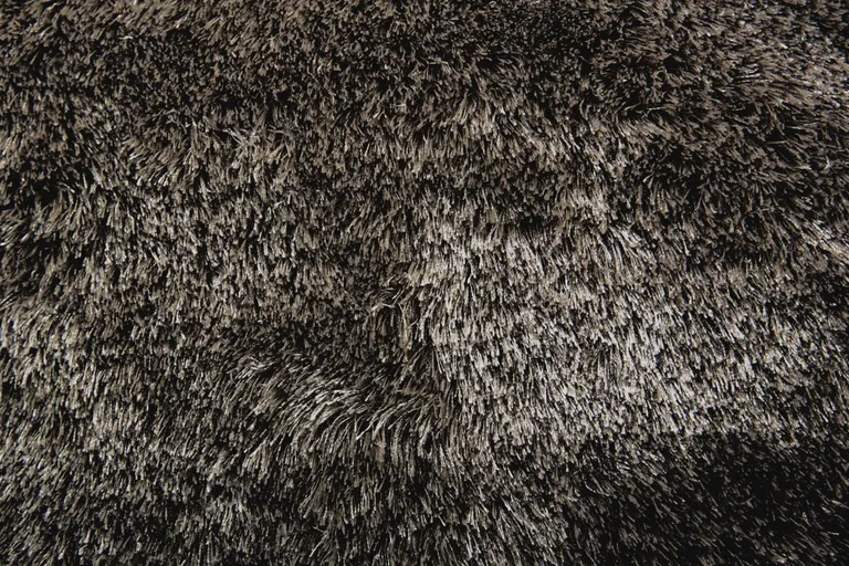 Black And Gray Shag Tufted Handmade Area Rug Photo 5