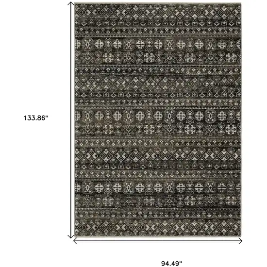 Black And Gray Tribal Area Rug With Fringe Photo 3