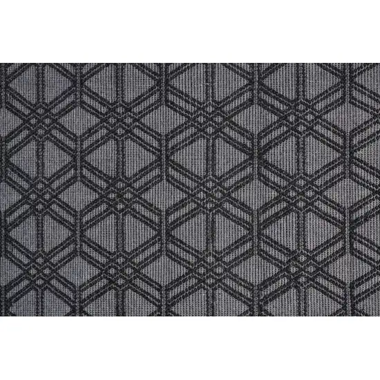 Black And Gray Wool Geometric Hand Woven Area Rug With Fringe Photo 8