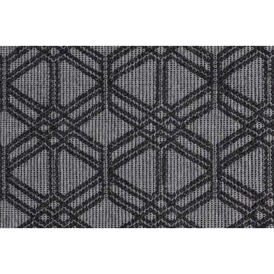 Black And Gray Wool Geometric Hand Woven Area Rug With Fringe Photo 7