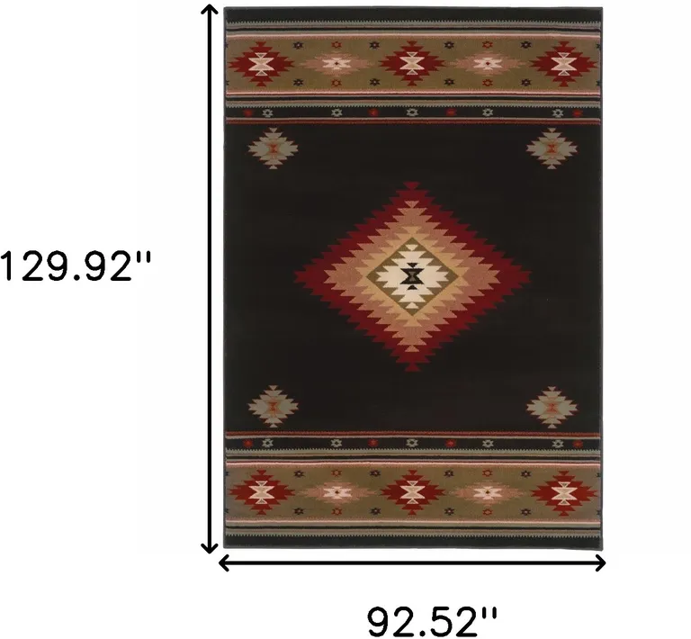 Black And Green Southwestern Power Loom Stain Resistant Area Rug Photo 5