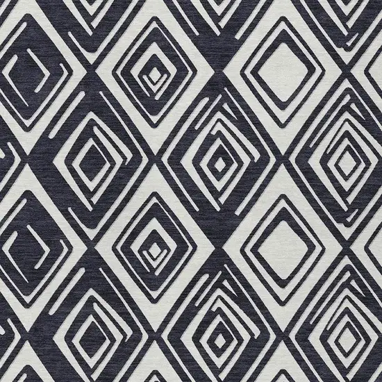 Black And Ivory Geometric Washable Indoor Outdoor Area Rug Photo 6