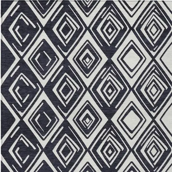 Black And Ivory Geometric Washable Indoor Outdoor Area Rug Photo 8