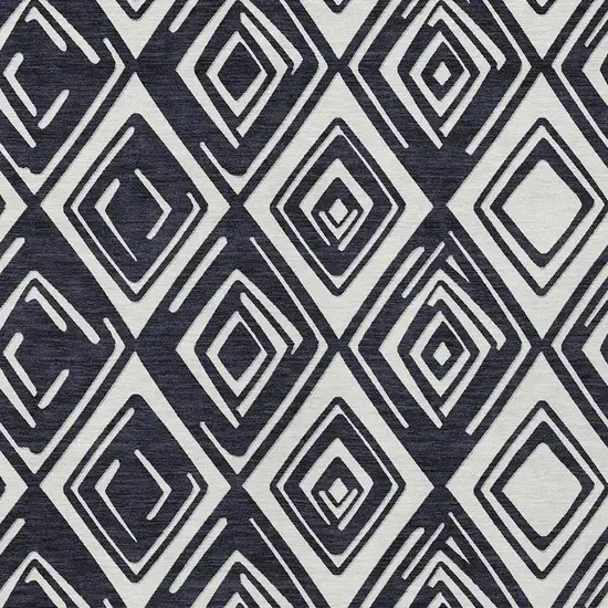 Black And Ivory Geometric Washable Indoor Outdoor Area Rug Photo 6