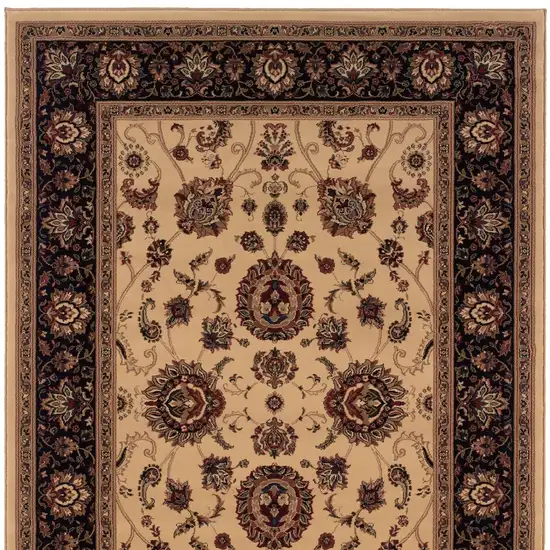 Black And Ivory Oriental Area Rug Photo 5