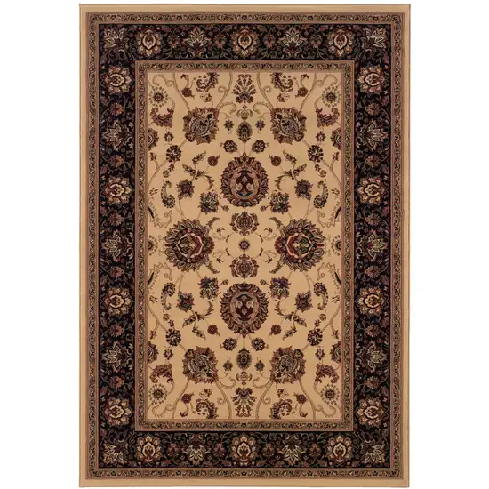 Black And Ivory Oriental Area Rug Photo 2