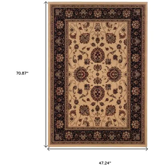 Black And Ivory Oriental Area Rug Photo 3