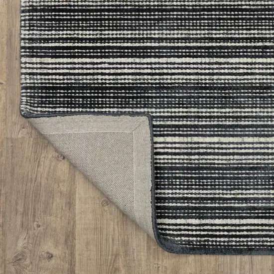 Black And Ivory Striped Hand Tufted Area Rug Photo 8