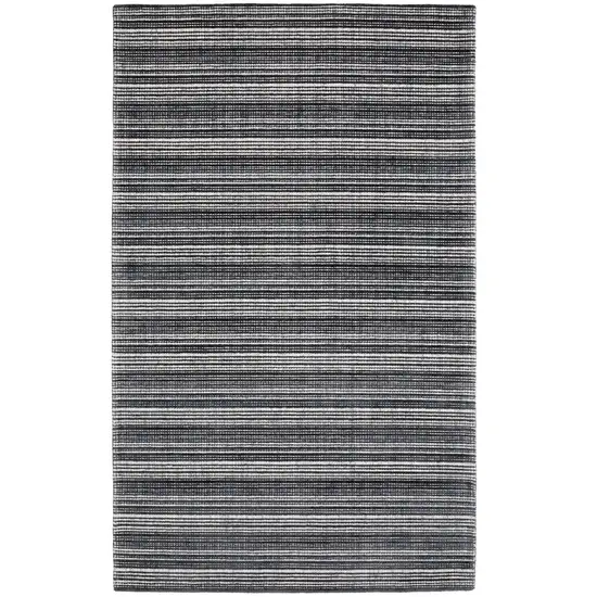 Black And Ivory Striped Hand Tufted Area Rug Photo 2