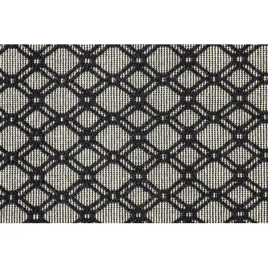 Black And Ivory Wool Geometric Hand Woven Area Rug With Fringe Photo 4