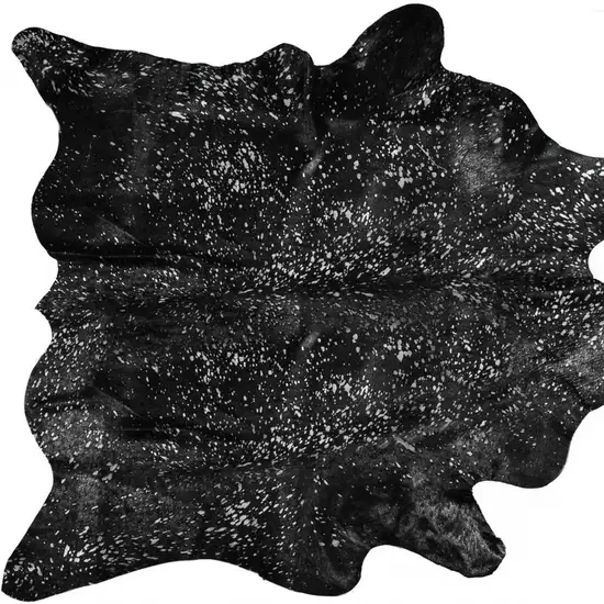 Black And Silver Genuine Cowhide Area Rug Photo 4