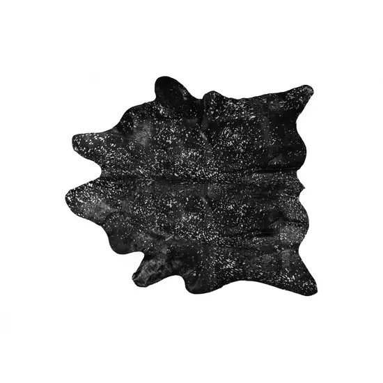 Black And Silver Genuine Cowhide Area Rug Photo 3