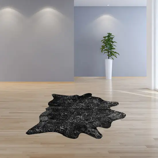 Black And Silver Genuine Cowhide Area Rug Photo 6