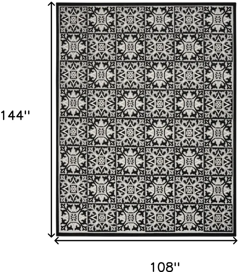 Black And White Fleur De Lis Stain Resistant Non Skid Area Rug Photo 5