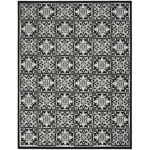 Photo of Black And White Fleur De Lis Stain Resistant Non Skid Area Rug