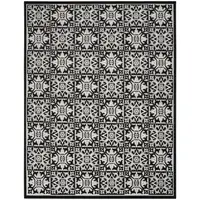 Photo of Black And White Fleur De Lis Stain Resistant Non Skid Area Rug