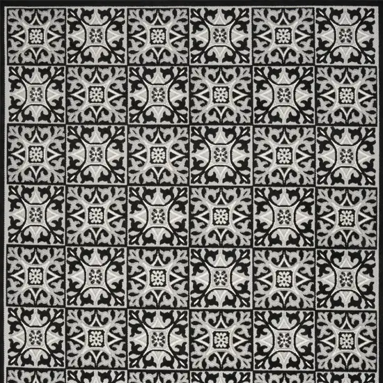 Black And White Fleur De Lis Stain Resistant Non Skid Area Rug Photo 4