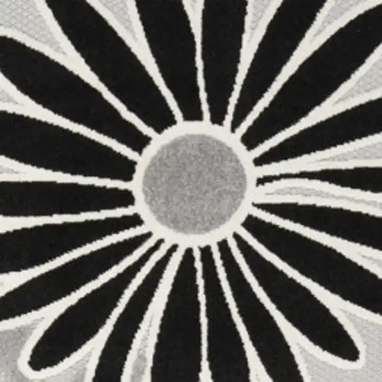 Black And White Floral Stain Resistant Non Skid Area Rug Photo 3