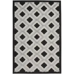 Photo of Black And White Gingham Non Skid Indoor Outdoor Area Rug