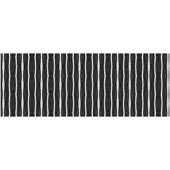 Black And White Modern Stripe Printed Vinyl Area Rug with UV Protection Photo 1