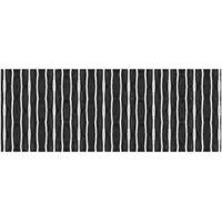 Photo of Black And White Modern Stripe Printed Vinyl Area Rug with UV Protection