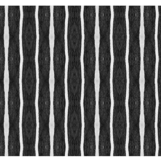 Black And White Modern Stripe Printed Vinyl Area Rug with UV Protection Photo 3