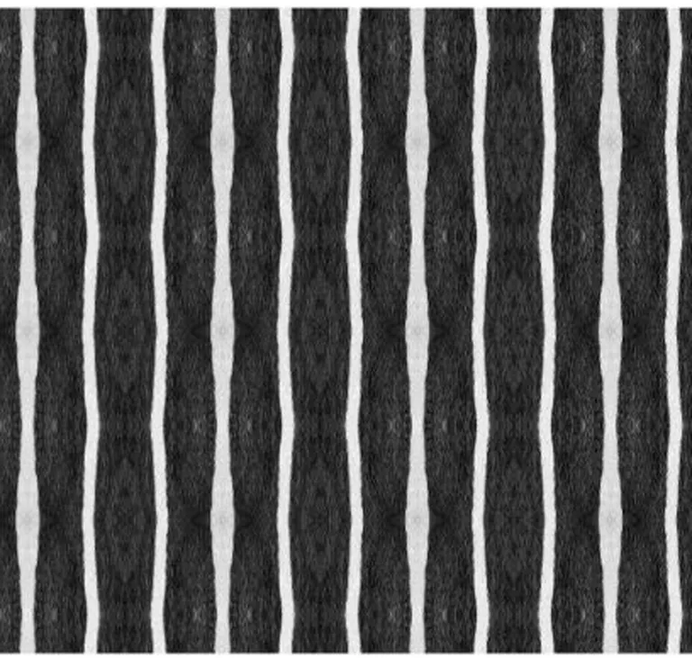 Black And White Modern Stripe Printed Vinyl Area Rug with UV Protection Photo 3