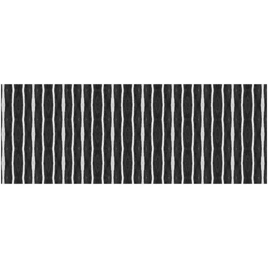 Black And White Modern Stripe Printed Vinyl Area Rug with UV Protection Photo 2