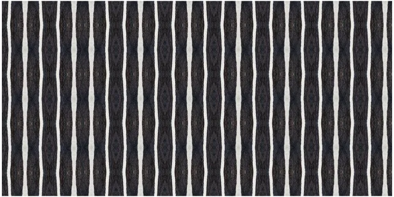 Black And White Modern Stripe Printed Vinyl Area Rug with UV Protection Photo 4