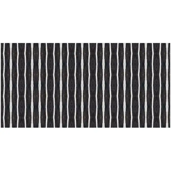 Black And White Modern Stripe Printed Vinyl Area Rug with UV Protection Photo 4