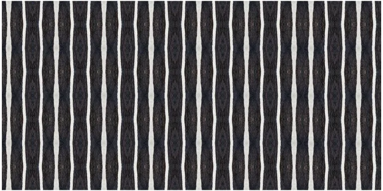 Black And White Modern Stripe Printed Vinyl Area Rug with UV Protection Photo 1