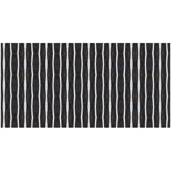 Black And White Modern Stripe Printed Vinyl Area Rug with UV Protection Photo 1