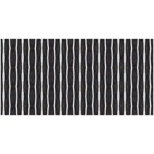 Photo of Black And White Modern Stripe Printed Vinyl Area Rug with UV Protection