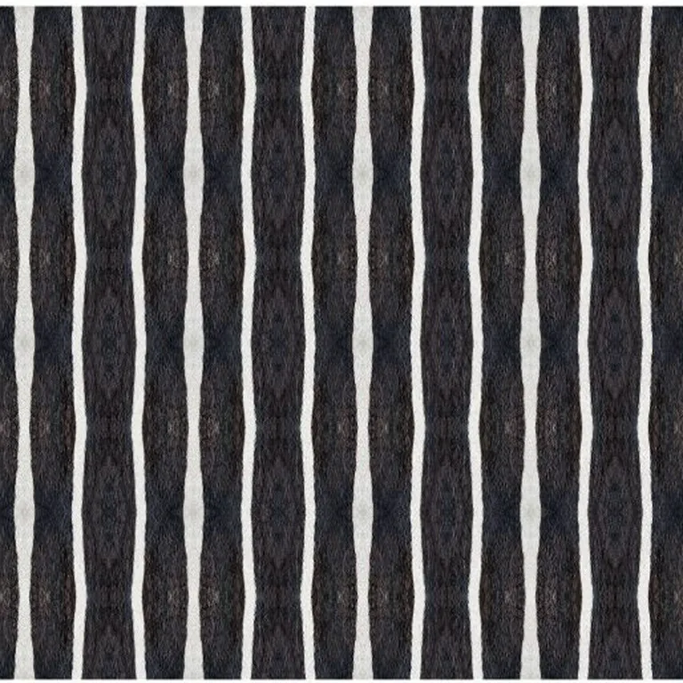 Black And White Modern Stripe Printed Vinyl Area Rug with UV Protection Photo 3