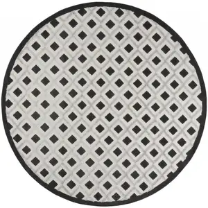 Photo of Black And White Round Gingham Non Skid Indoor Outdoor Area Rug