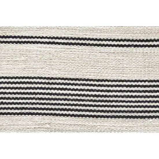 Black And White Striped Dhurrie Hand Woven Stain Resistant Area Rug Photo 1