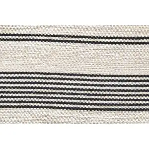 Photo of Black And White Striped Dhurrie Hand Woven Stain Resistant Area Rug