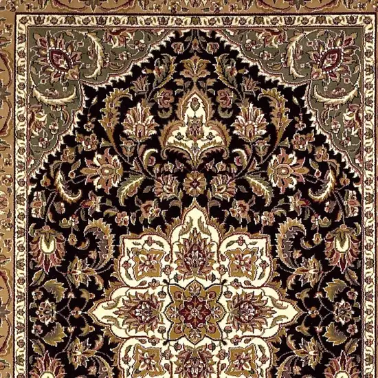 2'X3' Black Beige Machine Woven Floral Medallion Indoor Accent Rug Photo 6