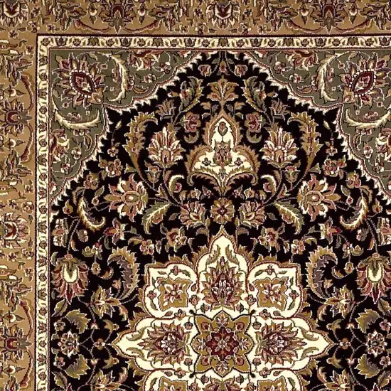 3'X5' Black Beige Machine Woven Floral Medallion Indoor Area Rug Photo 6