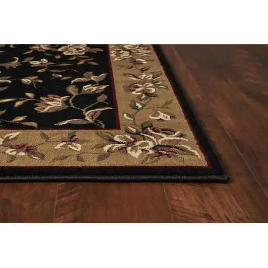 Black Beige Machine Woven Floral Vines Indoor Area Rug Photo 3