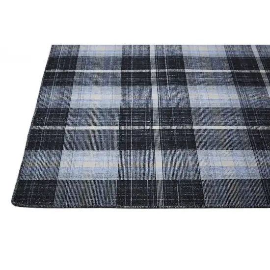 Black Blue And White Abstract Hand Woven Stain Resistant Area Rug Photo 1