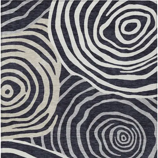 Black Charcoal And Gray Abstract Washable Indoor Outdoor Area Rug Photo 6