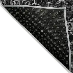 Photo of Black Charcoal And Ivory Geometric Washable Indoor Outdoor Area Rug